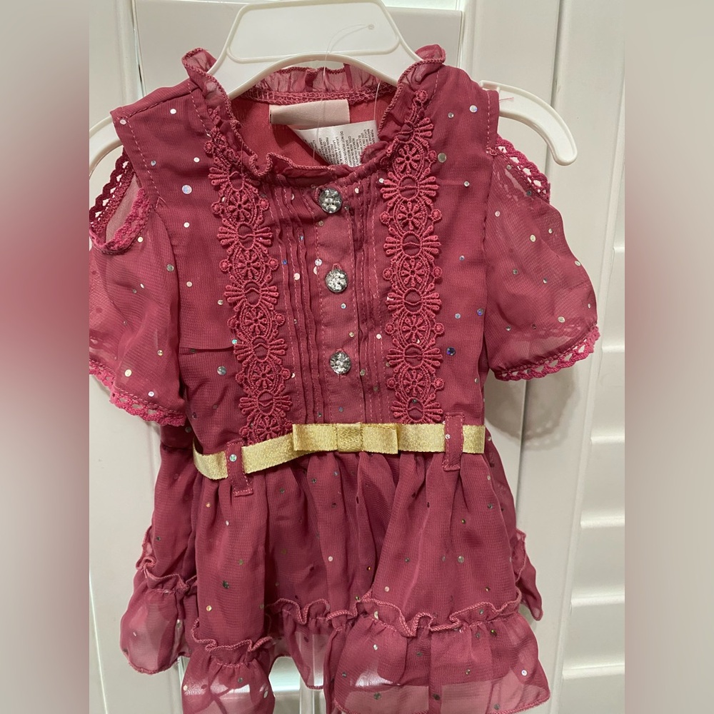 Little Lass Pink Blouse with Gold Bow